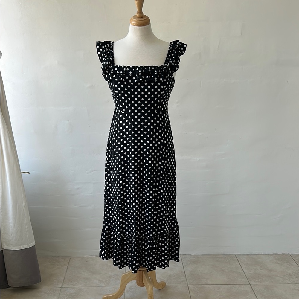 Kate Spade Black and White Polka Dot Midi Dress